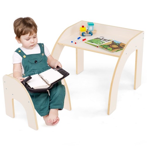 Wooded toddler table and chair - wooded,